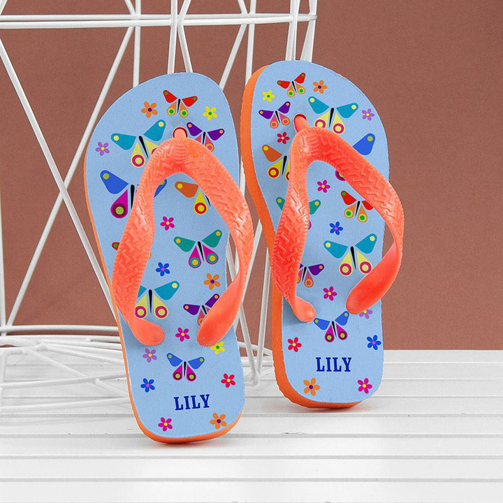 Fluttering Butterfly Child's Personalised Flip Flops () available to buy now at www.giftsfinder.co.uk