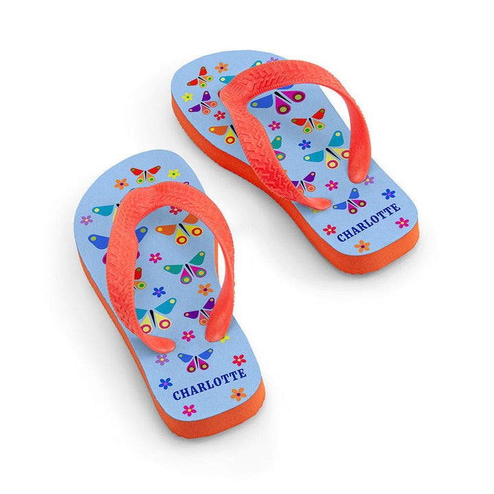 Fluttering Butterfly Child's Personalised Flip Flops () available to buy now at www.giftsfinder.co.uk