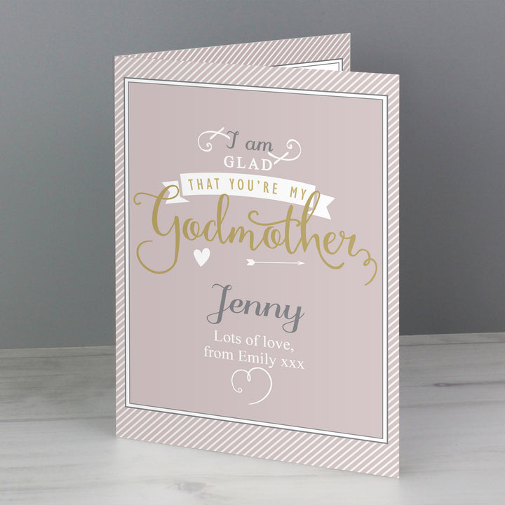 Buy Personalised I Am Glad... Godmother Card at www.giftsfinder.co.uk