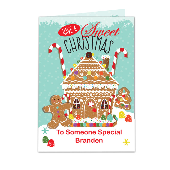 Buy Personalised Gingerbread House Card at www.giftsfinder.co.uk