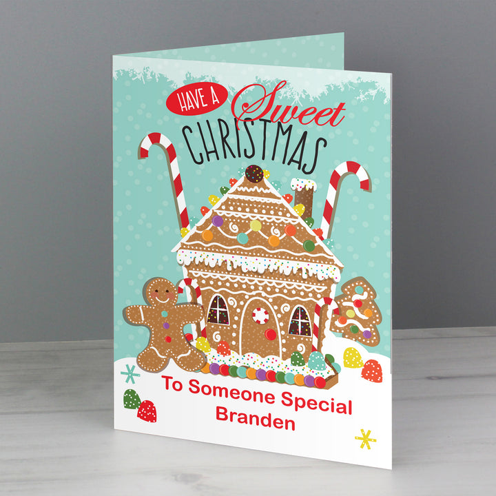 Buy Personalised Gingerbread House Card at www.giftsfinder.co.uk