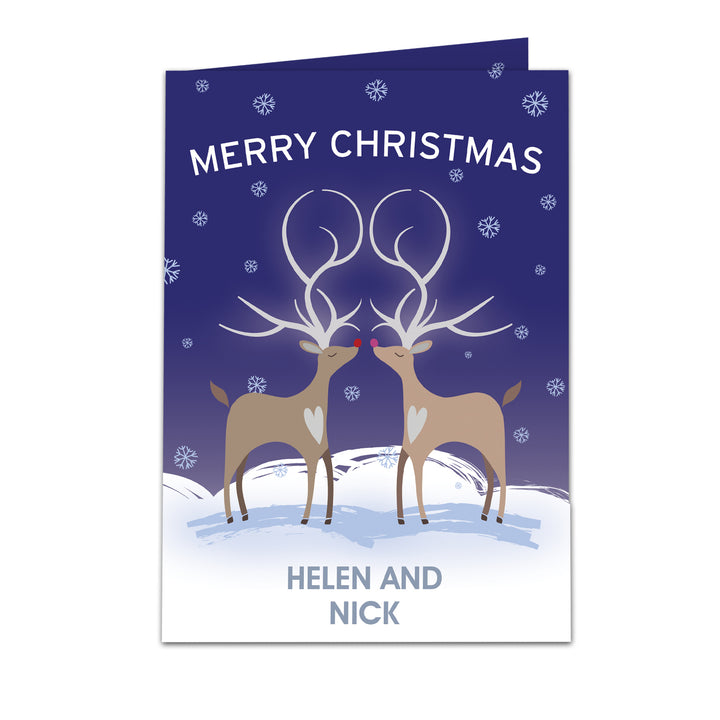 Buy Personalised Reindeer Couple Card at www.giftsfinder.co.uk