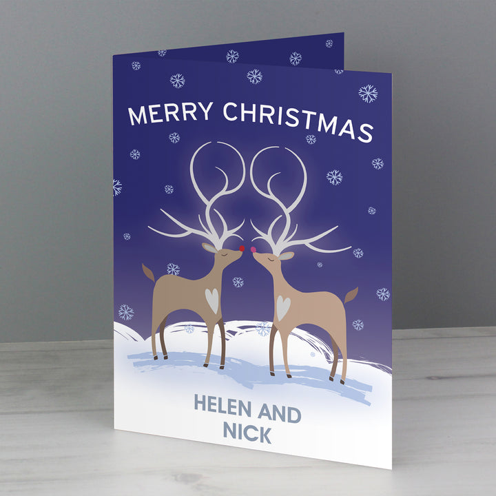 Buy Personalised Reindeer Couple Card at www.giftsfinder.co.uk