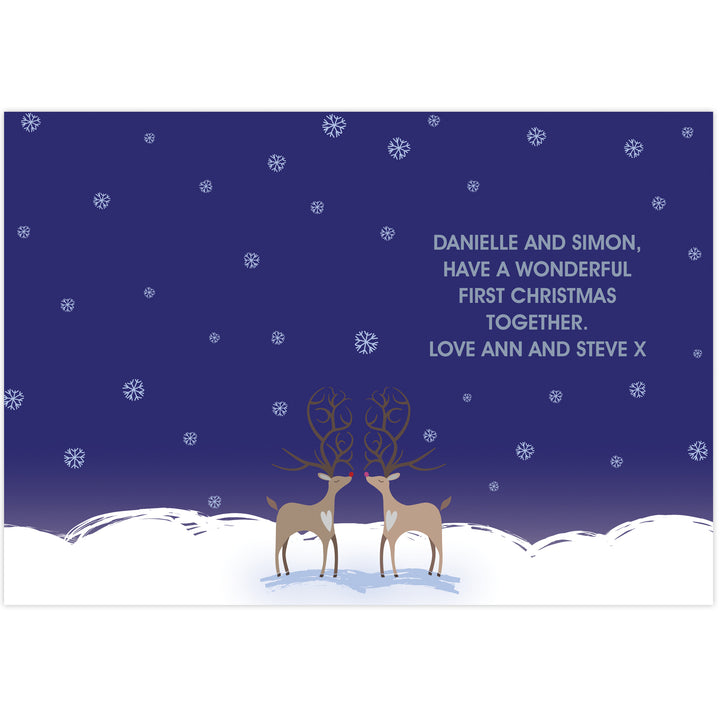 Buy Personalised Reindeer Couple Card at www.giftsfinder.co.uk