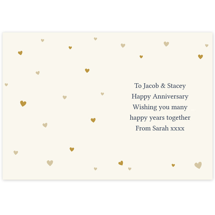 Personalised Gold Confetti Heart Card - part of the Gifts Finder Personalised Cards collection