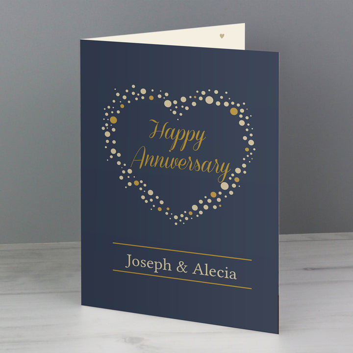 Personalised Gold Confetti Heart Card - part of the Gifts Finder Personalised Cards collection