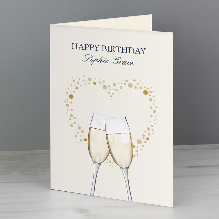 Personalised Gold Champagne Flutes Card - part of the Gifts Finder Personalised Cards collection