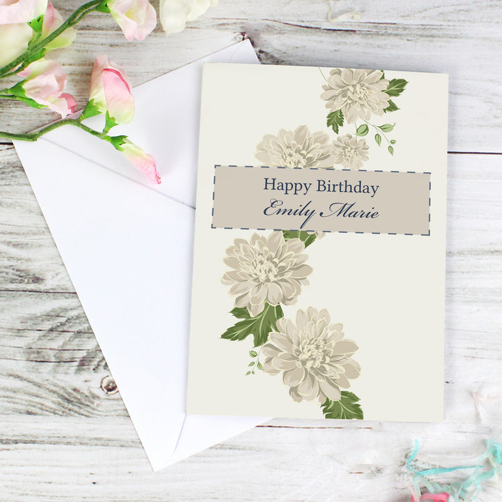 Buy Personalised Gold Floral Card at www.giftsfinder.co.uk