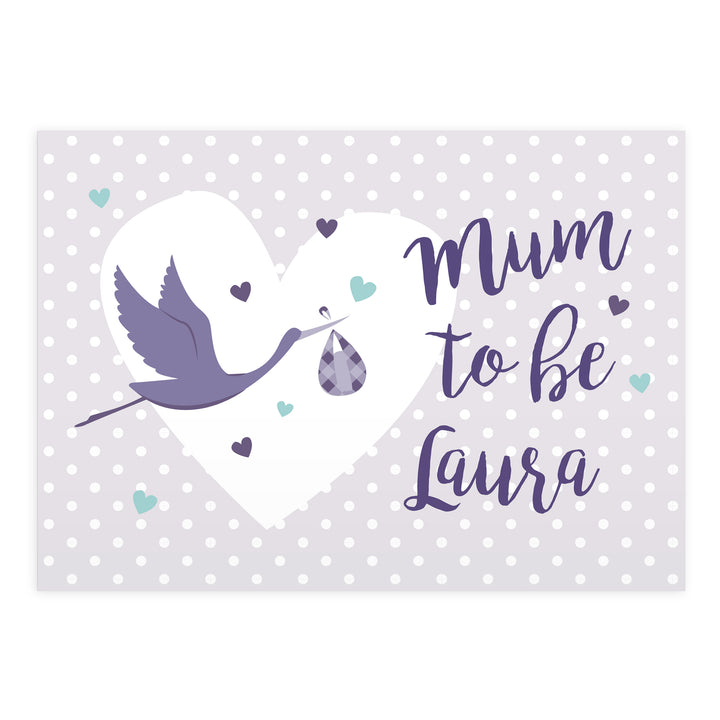 Buy Personalised Mum to Be Stork Card at www.giftsfinder.co.uk