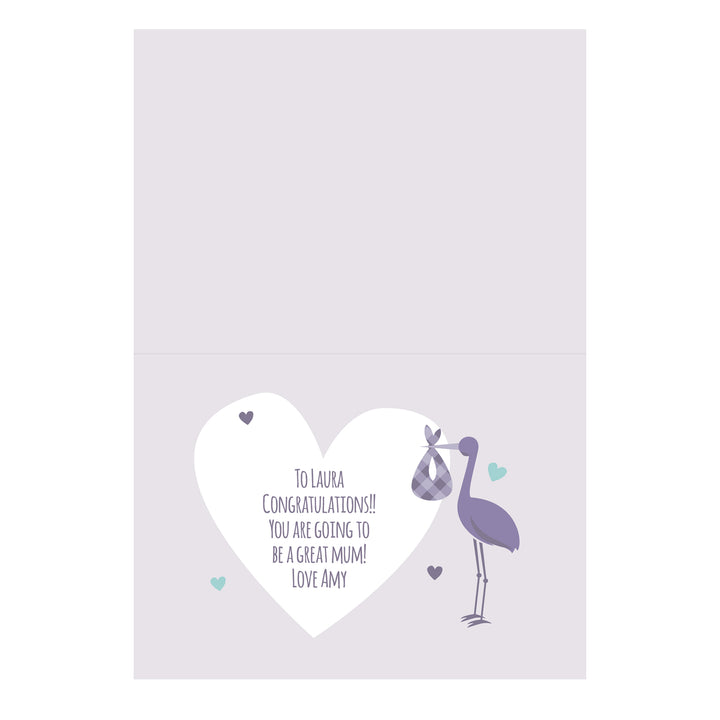 Buy Personalised Mum to Be Stork Card at www.giftsfinder.co.uk