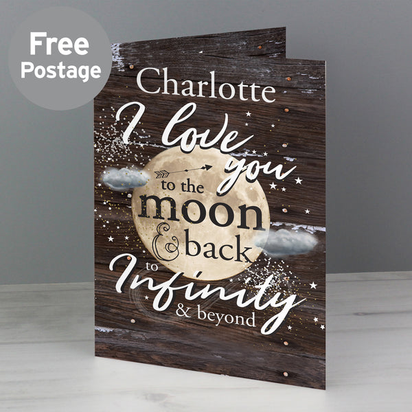 Buy Personalised To the Moon & Infinity... Card at www.giftsfinder.co.uk