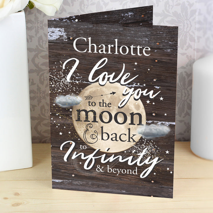 Personalised To The Moon & Infinity... Card - part of the Gifts Finder Personalised Cards collection