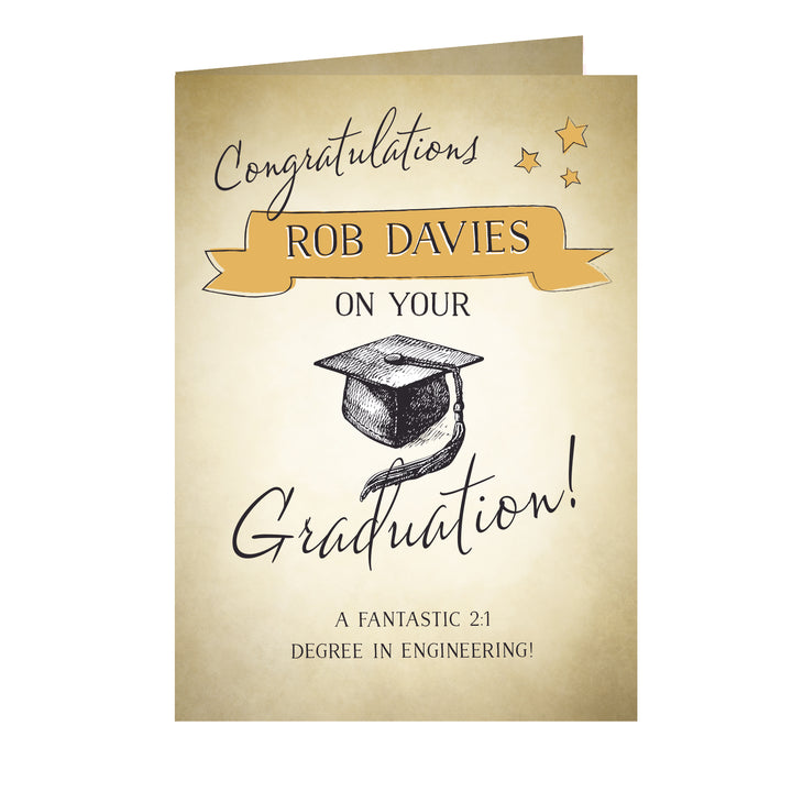 Personalised Gold Star Graduation Card - part of the Gifts Finder Personalised Graduation Gifts collection