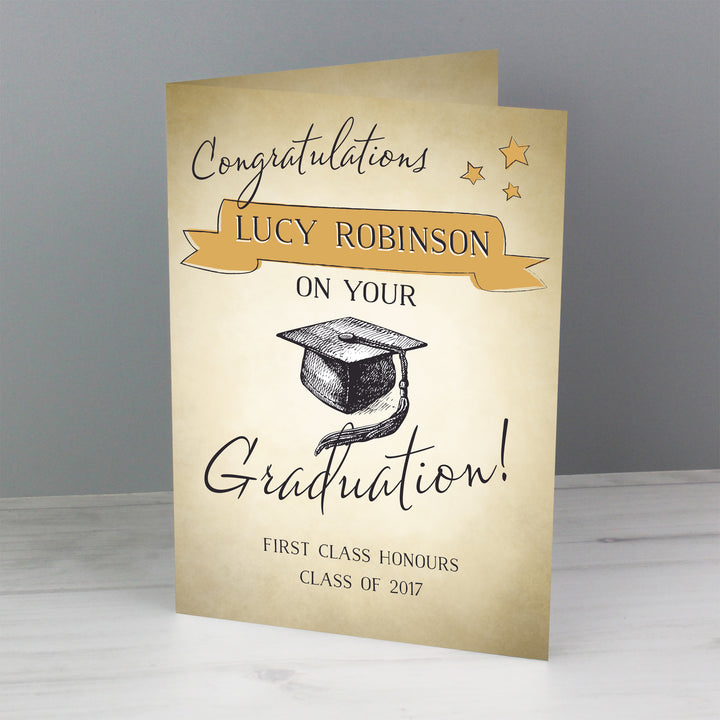 Personalised Gold Star Graduation Card - part of the Gifts Finder Personalised Graduation Gifts collection