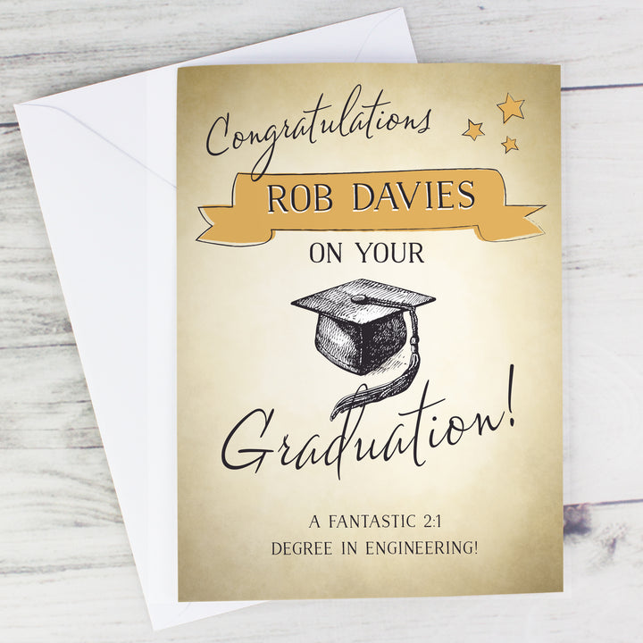 Personalised Gold Star Graduation Card - part of the Gifts Finder Personalised Graduation Gifts collection