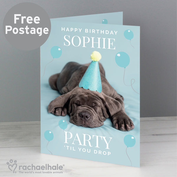 Buy Personalised Rachael Hale 'Party 'Til You Drop' Card at www.giftsfinder.co.uk