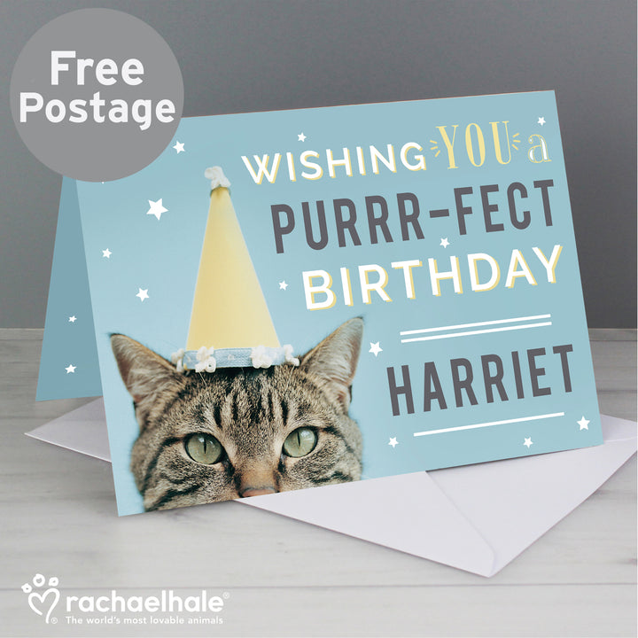 Buy Personalised Rachael Hale Purr-fect Birthday Card at www.giftsfinder.co.uk