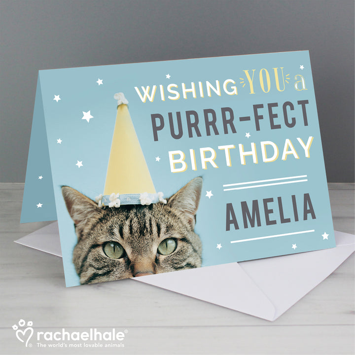 Buy Personalised Rachael Hale Purr-fect Birthday Card at www.giftsfinder.co.uk