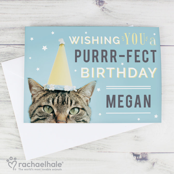 Buy Personalised Rachael Hale Purr-fect Birthday Card at www.giftsfinder.co.uk