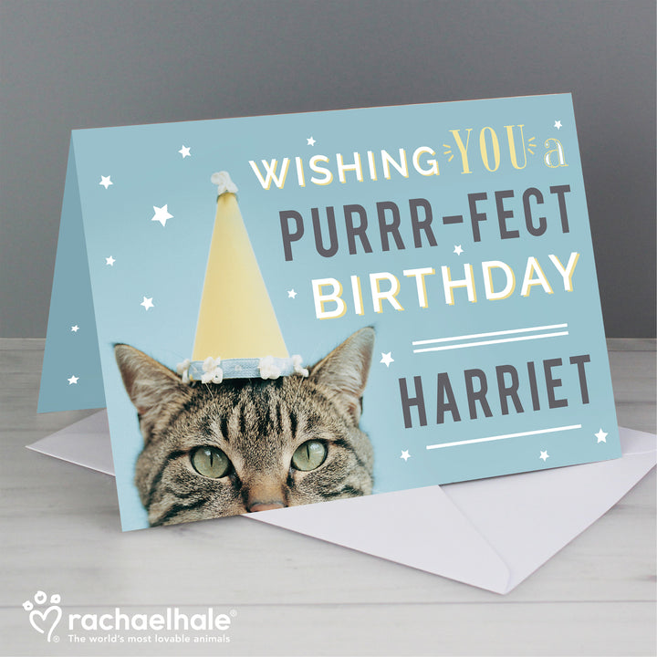 Buy Personalised Rachael Hale Purr-fect Birthday Card at www.giftsfinder.co.uk