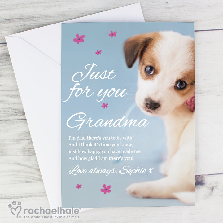 Buy Personalised Rachael Hale 'Just for You' Puppy Card at www.giftsfinder.co.uk