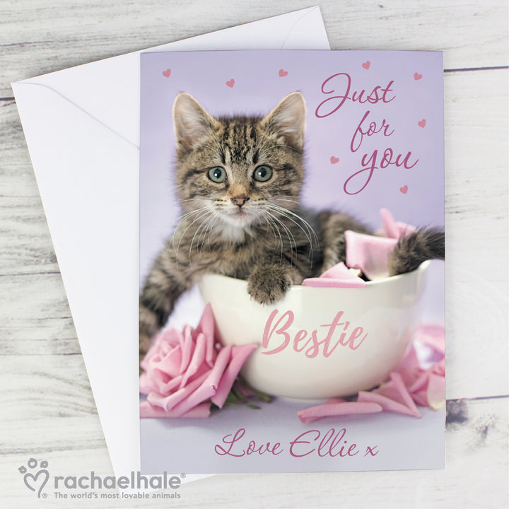 Buy Personalised Rachael Hale 'Just for You' Kitten Card at www.giftsfinder.co.uk