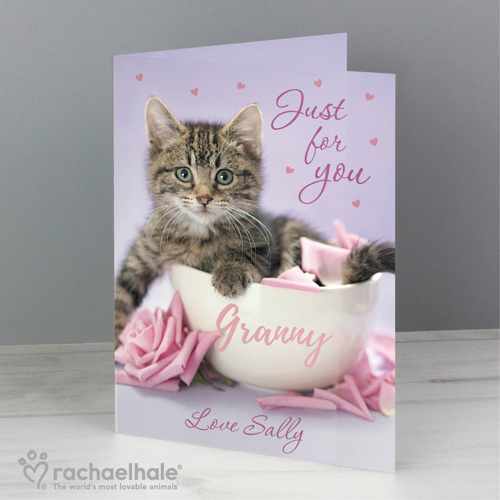 Buy Personalised Rachael Hale 'Just for You' Kitten Card at www.giftsfinder.co.uk