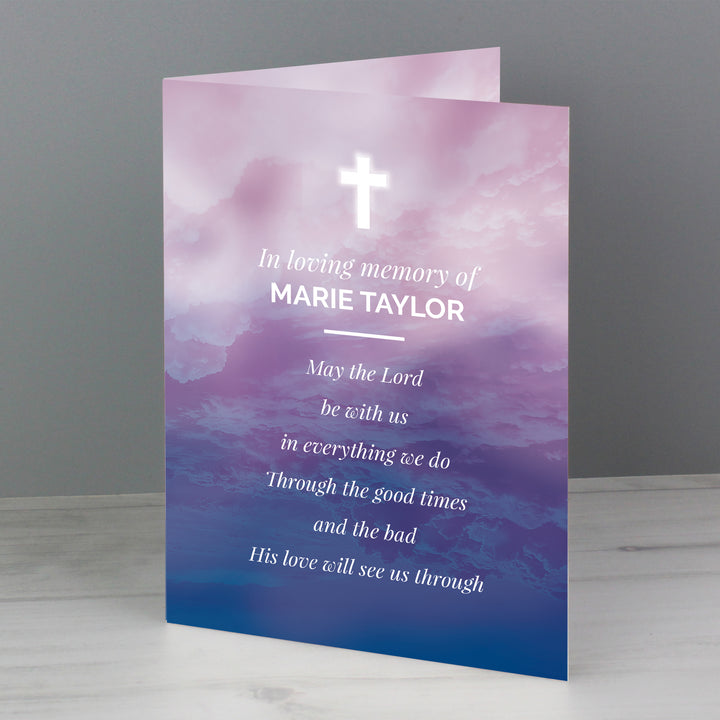 Buy Personalised In Loving Memory Cross Card at www.giftsfinder.co.uk