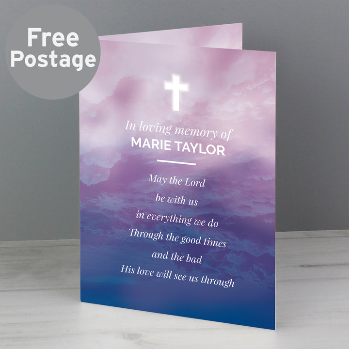 Buy Personalised In Loving Memory Cross Card at www.giftsfinder.co.uk