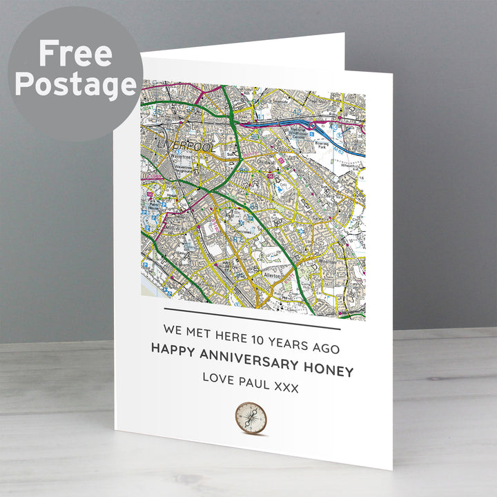 Buy Personalised Present Day Map Compass Card at www.giftsfinder.co.uk