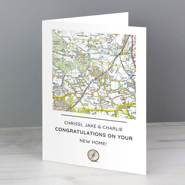 Buy Personalised Present Day Map Compass Card at www.giftsfinder.co.uk