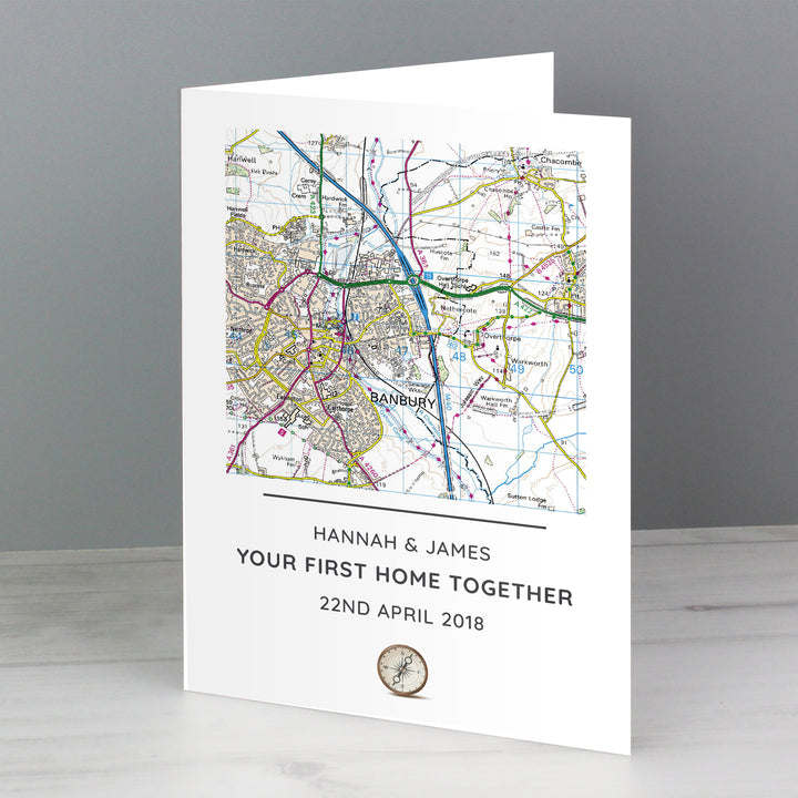 Buy Personalised Present Day Map Compass Card at www.giftsfinder.co.uk