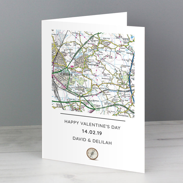 Buy Personalised Present Day Map Compass Card at www.giftsfinder.co.uk