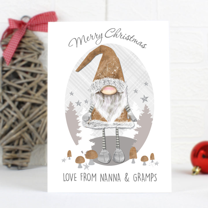 Buy Personalised Scandinavian Christmas Gnome Card at www.giftsfinder.co.uk