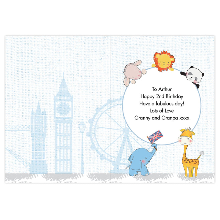 Personalised London Animal Bus Birthday Card - part of the Personalised Birthday Cards collection