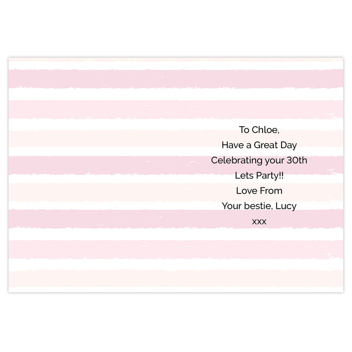 Personalised Gold And Pink Stripe Birthday Card - part of the Personalised Birthday Cards collection