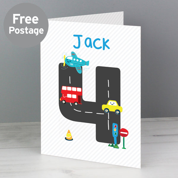 Buy Personalised Vehicles Birthday Card at www.giftsfinder.co.uk