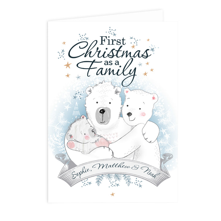 Buy Personalised Polar Bear '1st Christmas As A Family' Card at www.giftsfinder.co.uk