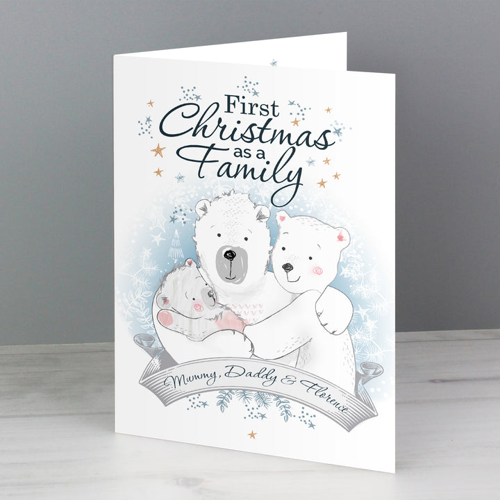 Buy Personalised Polar Bear '1st Christmas As A Family' Card at www.giftsfinder.co.uk