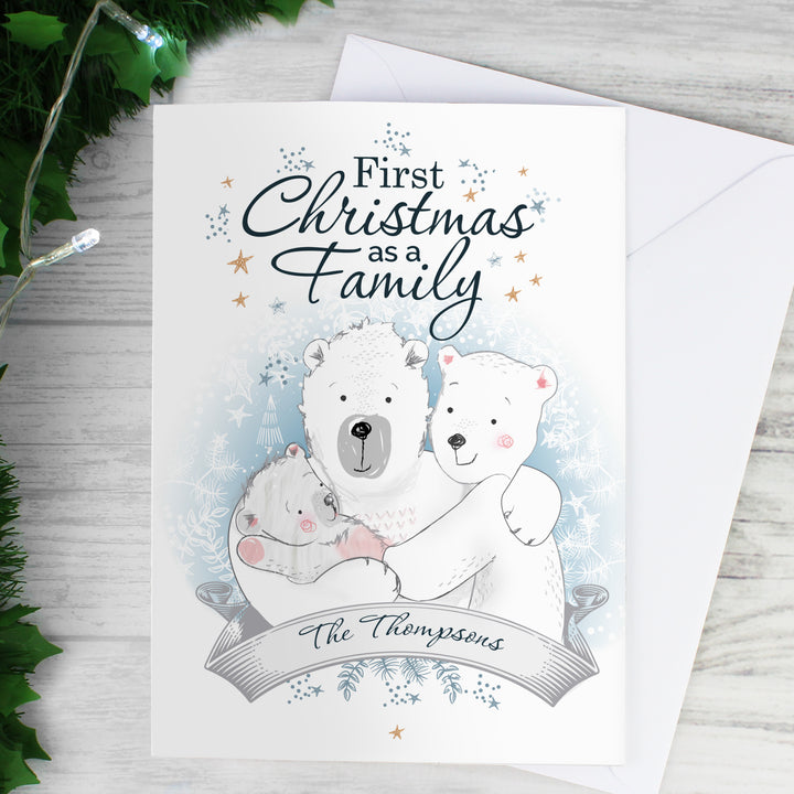 Buy Personalised Polar Bear '1st Christmas As A Family' Card at www.giftsfinder.co.uk