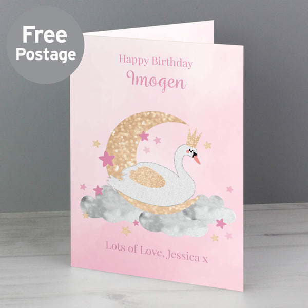 Buy Personalised Swan Lake Card at www.giftsfinder.co.uk