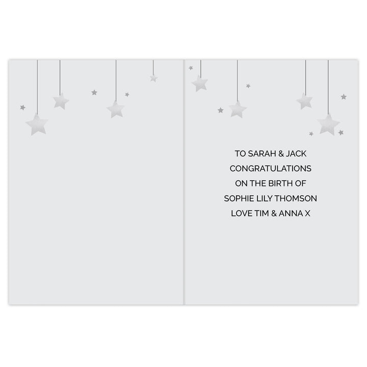 Personalised New Baby Moon & Stars Card - part of the Gifts Finder Personalised Cards collection