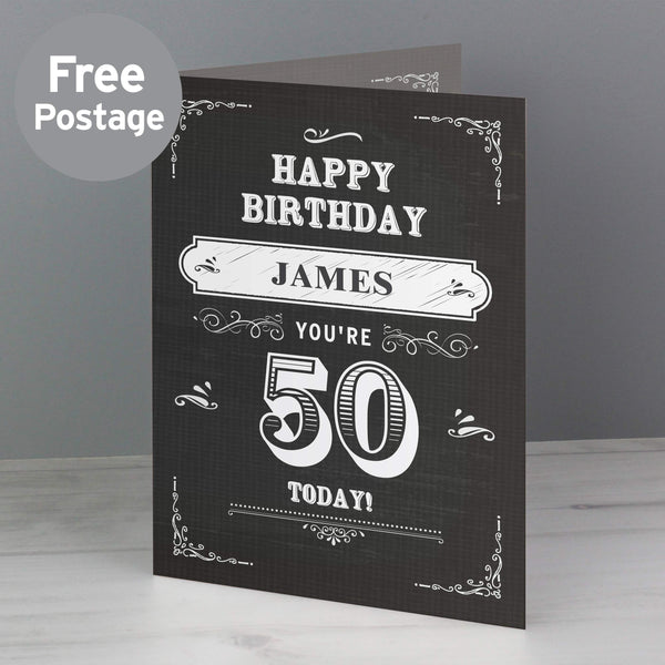 Buy Personalised Vintage Typography Birthday Card at www.giftsfinder.co.uk