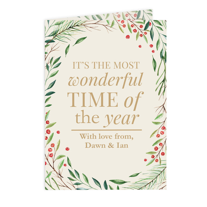 Personalised ‘Wonderful Time Of The Year’ Christmas Card - part of the Gifts Finder Personalised Christmas Cards collection