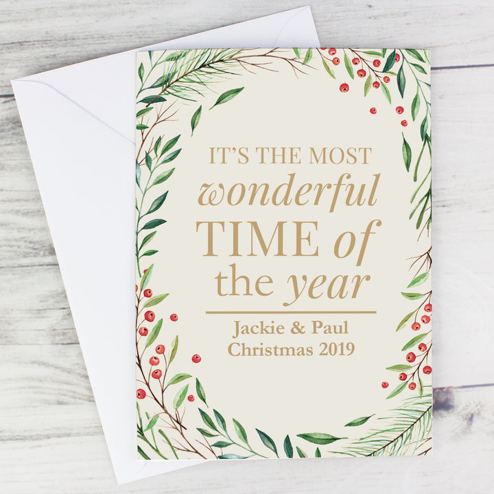 Personalised ‘Wonderful Time Of The Year’ Christmas Card - part of the Gifts Finder Personalised Christmas Cards collection