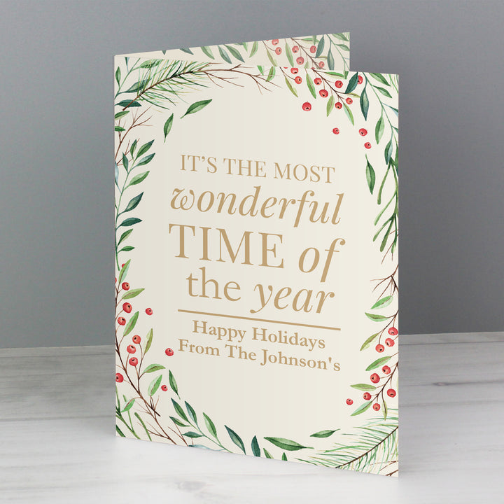 Personalised ‘Wonderful Time Of The Year’ Christmas Card - part of the Gifts Finder Personalised Christmas Cards collection