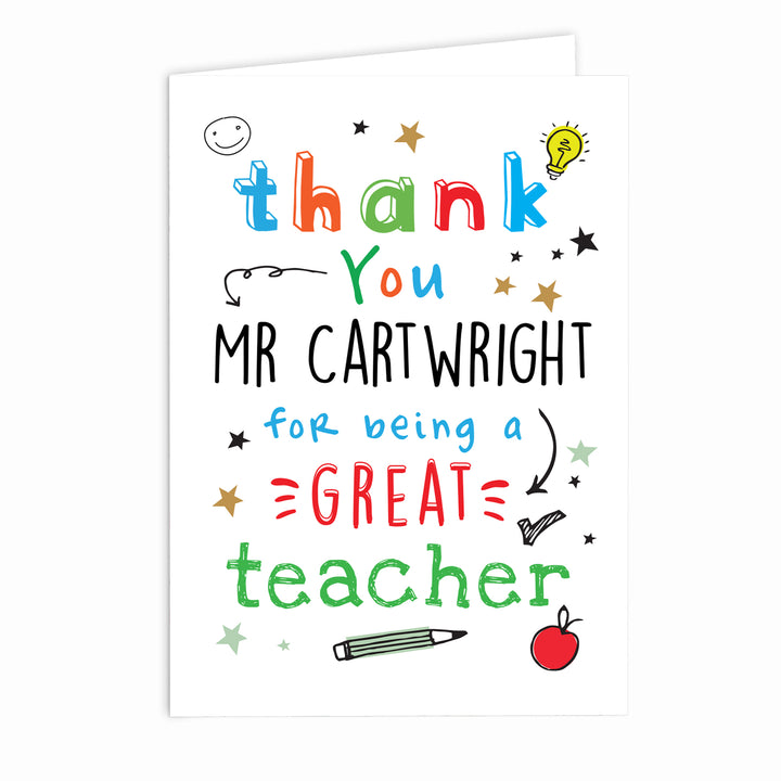 Buy Personalised Thank You Teacher Card at www.giftsfinder.co.uk