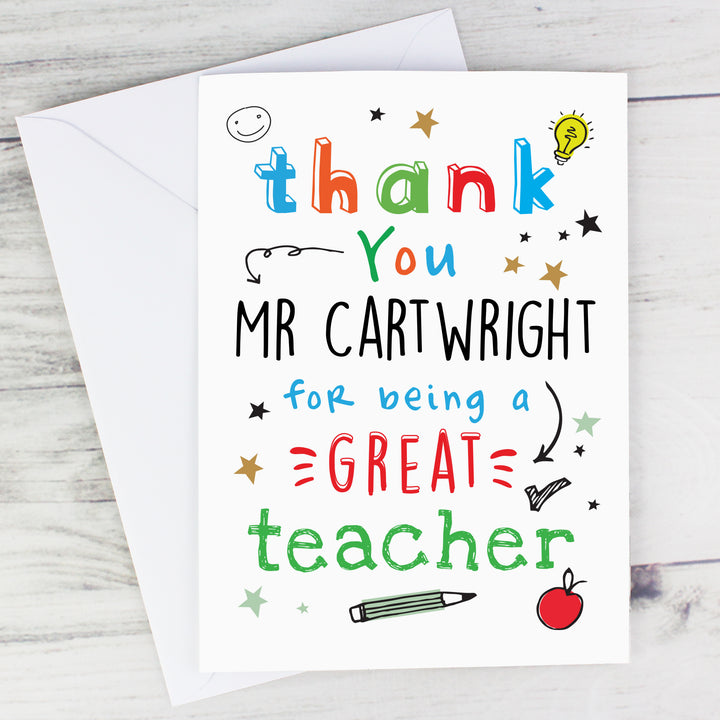 Buy Personalised Thank You Teacher Card at www.giftsfinder.co.uk