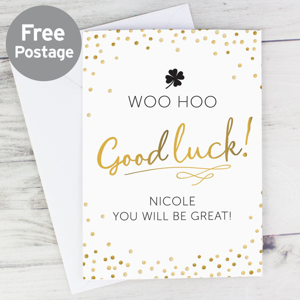 Buy Personalised Good Luck Card at www.giftsfinder.co.uk