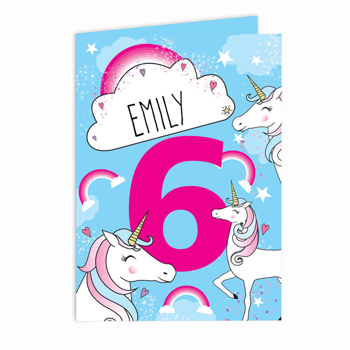 Buy Personalised Unicorn Birthday Card at www.giftsfinder.co.uk